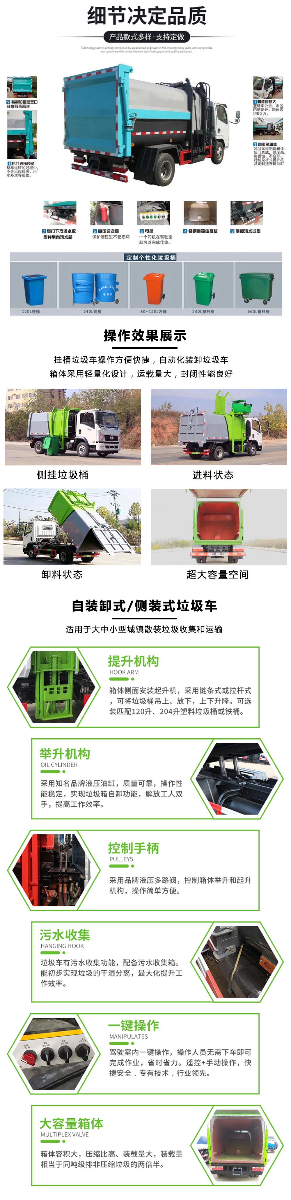 東風小多利卡7方側(cè)裝掛桶壓縮垃圾車